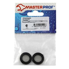 С Прокладки набор д/смесителя 1/2" 2шт резина с сеточкой MasterProf инд.упак 130372