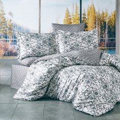 Постельное белье евростандарт, простыня 240х260 см, 2 наволочки 70х70 см, 2 наволочки 50х70 см, пододеяльник 200х220 см, Karteks, хлопок, сатин, SPC-03