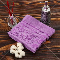 Полотенце банное 50х90 см, 375 г/м2, жаккардовый бордюр, Вышневолоцкий текстиль, сиреневое, 709, Россия, Ж1-5090.806.375