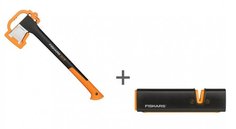 Топор-колун Fiskars M, X17 + точилка Xsharp