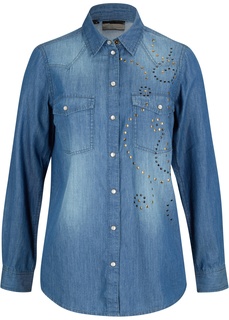Рубашка джинсовая с заклёпками Bonprix