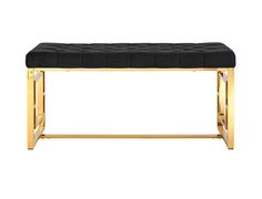 Банкетка-скамейка бруклин велюр черный сталь золото (stool group) черный 99x46x45 см.