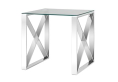 Журнальный стол кросс серебро (stool group) прозрачный 55x55x55 см.