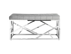 Банкетка-скамейка арт деко велюр серый сталь серебро (stool group) серый 100x46x46 см.