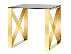 Журнальный стол кросс золото стекло smoke (stool group) прозрачный 55x55x55 см.