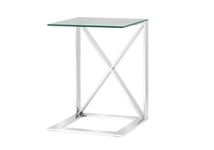 Журнальный стол кросс серебро (stool group) прозрачный 40x55x40 см.