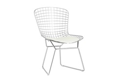 Стул обеденный bertoia хромированный с белой подушкой (stool group) белый 53x83x59 см.