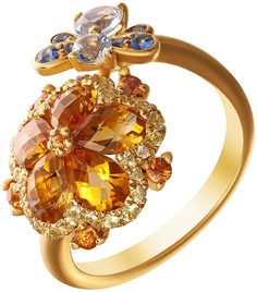 Золотые кольца Кольца JV RG-34601-KO-GLSA-OS-YS-AQ-CT-YG