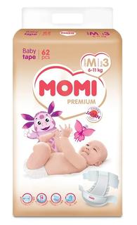 Подгузники Momi Premium M (6-11кг), 62шт.