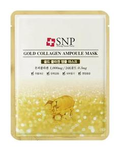 Тканевая маска для лица SNP Gold Collagen Ampoule Mask против морщин с 24К золотом и коллагеном, 25мл