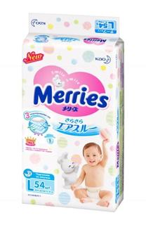 Японские подгузники Merries L 9-14кг, 54шт.