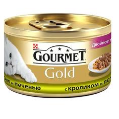 Влажный корм для кошек Gourmet Gold кусочки в подливе с кроликом и печенью, 85гр