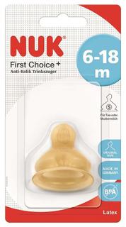 Антиколиковая соска NUK First Choice Plus S из латекса, 6+