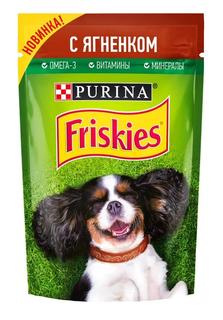 Влажный корм Friskies для взрослых собак, ягненок, 85гр
