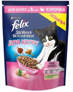 Сухой корм Felix Doubly Delicious для котят, курица, 600гр