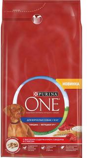 Сухой корм Purina ONE для взрослых собак средних и крупных пород, с говядиной и рисом, 3,8кг
