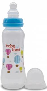 Бутылочка для кормления Baby Land ортодонтическая с узким горлышком и силиконовой соской (в ассорт.), 240мл Apollo