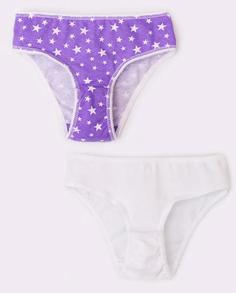 Комплект трусов Котмаркот &quot;Белье&quot; для девочки, фиолетово-белый, 2шт. Сонный гномик