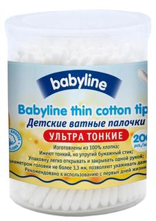 Ватные палочки Babyline в пластиковом боксе, ультратонкие, 200шт.