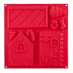 Форма для выпечки Walmer Gingerbread house на 8 изделий, красная, 30,5х30,5х1,5см