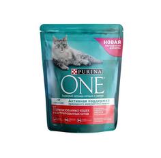Сухой корм Purina ONE для стерилизованных кошек и котов с лососем и пшеницей, 750гр