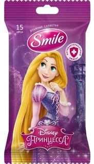 Детские влажные салфетки Smile Disney Princess антибактериальные (в ассорт.), 15шт.
