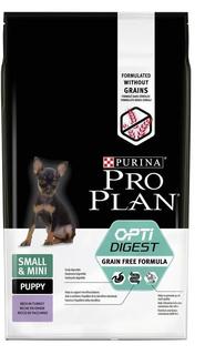 Сухой корм Pro Plan Grain Free Formula для щенков мелких и карликовых пород с чувствительным пищеварением, индейка, 7кг
