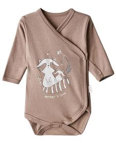 Боди Веселый малыш &quot;Kuma&quot; с запахом, с длинным рукавом, мокко Mjolk