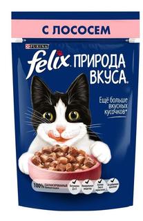 Влажный корм для взрослых кошек Felix Природа вкуса, с лососем, 85гр