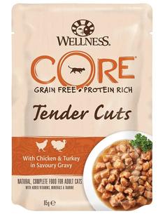 Пауч Wellness CORE Tender Cuts &quot;Нарезка из курицы с индейкой в соусе&quot; для кошек, 85гр Cor.E