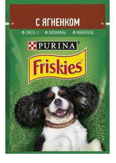Влажный корм Friskies для взрослых собак, кусочки с ягненком в подливе, 85гр