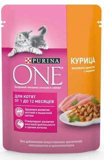 Влажный корм Purina One для котят, курица с морковью, 75гр
