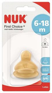 Антиколиковая соска NUK First Choice Plus M из латекса, 6+