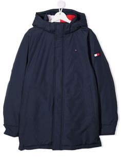 Tommy Hilfiger Junior пальто с вышитым логотипом и капюшоном
