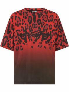 Dolce & Gabbana футболка с леопардовым принтом и логотипом