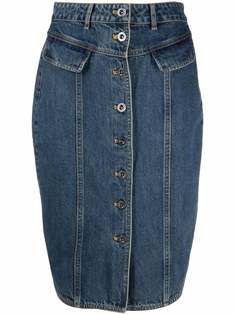 Self-Portrait джинсовая юбка миди с завышенной талией