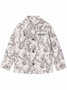 Burberry Kids джинсовая куртка с цветочным принтом