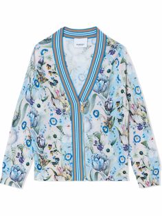 Burberry Kids кардиган на молнии с цветочным принтом