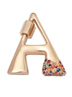 Marla Aaron MARLA A 14K YG MIXED SAPH LETTER A LOCK