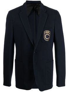 Roberto Cavalli однобортный пиджак с нашивкой-логотипом