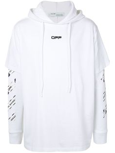 Off-White многослойное худи с принтом