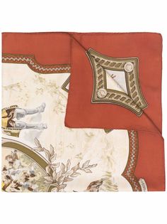 Hermès шелковый платок 1980-х годов с принтом Hermes