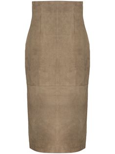 Fendi кожаная юбка в рубчик
