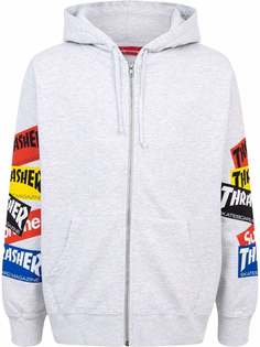 Supreme худи на молнии с логотипом из коллаборации с Thrasher