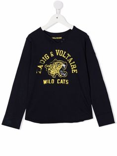 Zadig & Voltaire Kids футболка Wild Cats с длинными рукавами и графичным принтом