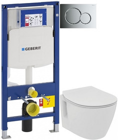 Комплект подвесной унитаз Ideal Standard Connect Space E804601 + E772401 + система инсталляции Geberit 111.300.00.5 + 115.770.21.5 + 111.815.00.1