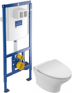 Комплект подвесной унитаз Jacob Delafon Nouvelle Vague EDJ102-00 + E20069-00 + система инсталляции Villeroy & Boch 92246100