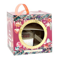 Ароматический набор AROMA HARMONY HAPPY CHRISTMAS Замороженные ягоды свеча с фигуркой и золотом + диффузор 30 мл