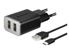 Зарядное устройство Deppa 2xUSB 2.4A + кабель MicroUSB Black 11381