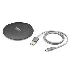Беспроводное зарядное устройство HAMA FC10 Metal, USB type-C, 2A, черный [00183381]